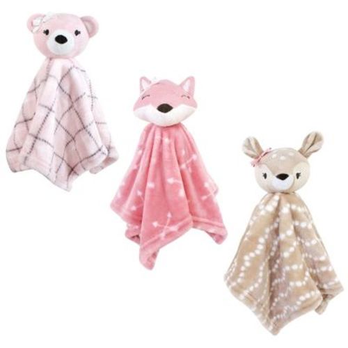 Hudson Baby Infant Girls Animal Face Security Blanket, Woodland, One Size