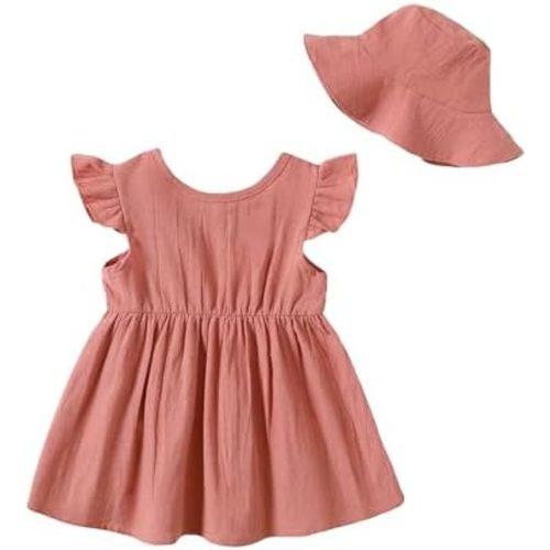 Toddler Baby Girl Linen Dress Summer Clothes Ruffle Short Sleeve Infant Dresses Causal Beach Sundress Newborn Outfits