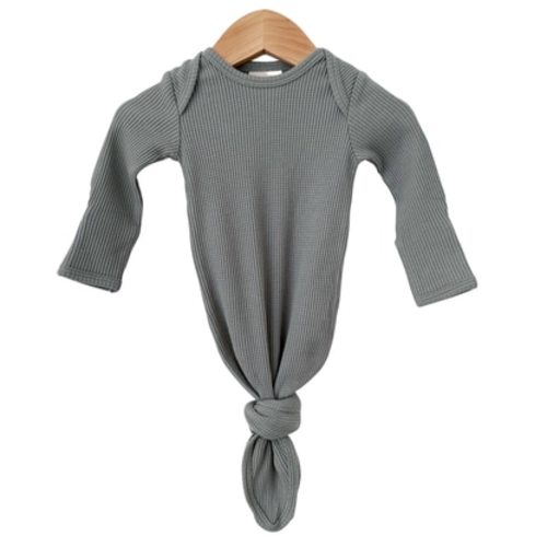 Organic Waffle Knotted Gown, Mountain Green