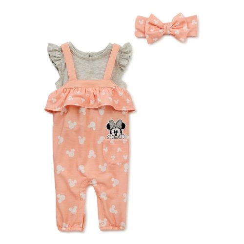 Disney's Minnie Mouse Baby Girls' T-shirt, Romper and Headband Outfit Set, 3-Piece