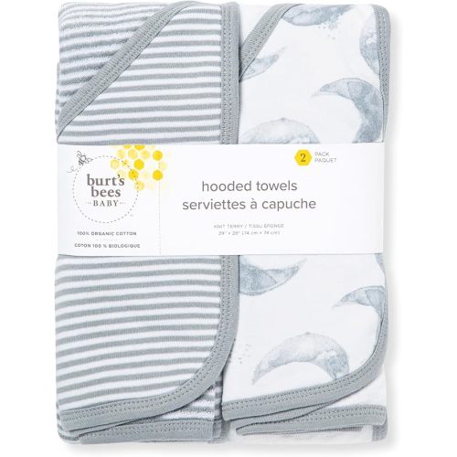 Hooded Towels, Absorbent Knit Terry, Super Soft Single Ply, 100% Organic Cotton