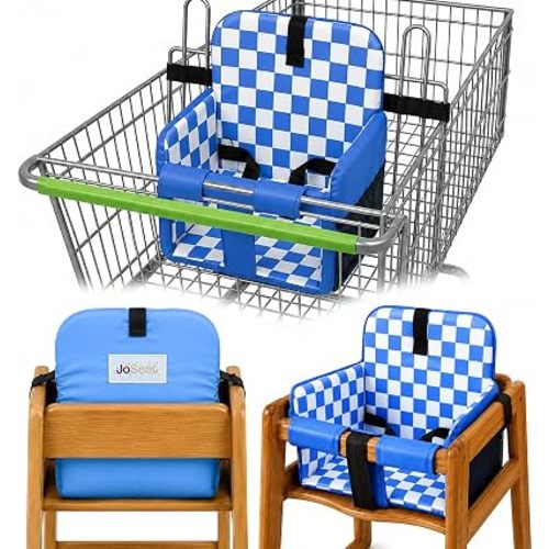 Shopping Cart Seat Cover for Baby, Blue Checkered