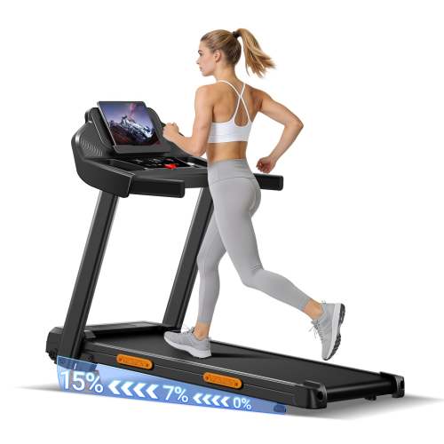 Umay SF20 Foldable Treadmill with Wider Three Screen & Holder, 15% Incline & MAX 7.2MPH (New Upgrade)