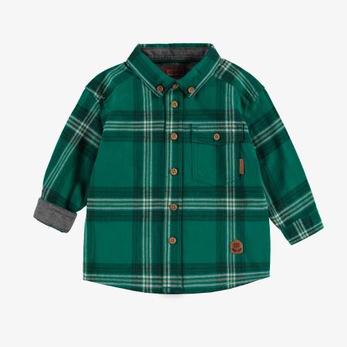 Chemise verte à carreaux en flanelle brossée, bébé - Souris Mini