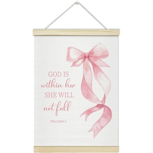 LETUROIA Pink Bow Poster Hanger Frame, Christian Canvas Wall Decor(12×16"), Wall Art For Women Girls Room Living Room Bedroom Therapy Office -12