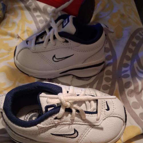 Nike white and blue baby trainers #kids #sneakers...