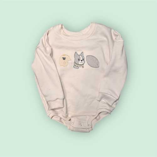 Embroidered Wofford Football Dog Sweatshirt Romper | Baby Game Day Outfit