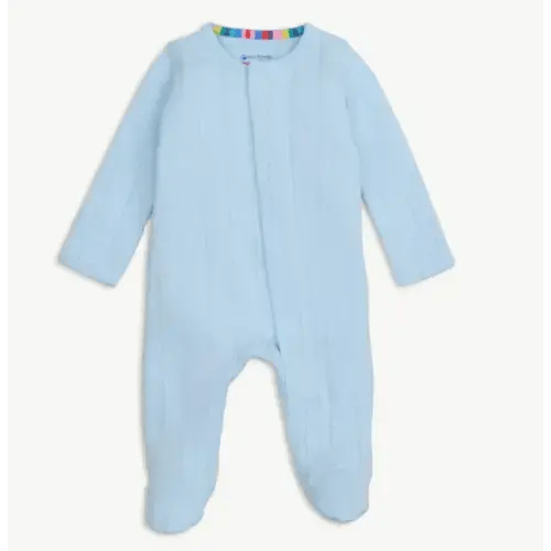 Pointelle Footie/Love Lines Blue