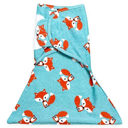 SleepingBaby Zippy Swaddle - Cozy Baby Swaddle Blanket with Convenient Bottom Zipper for Easy Diaper Changes - Friendly Fox - Small/Medium