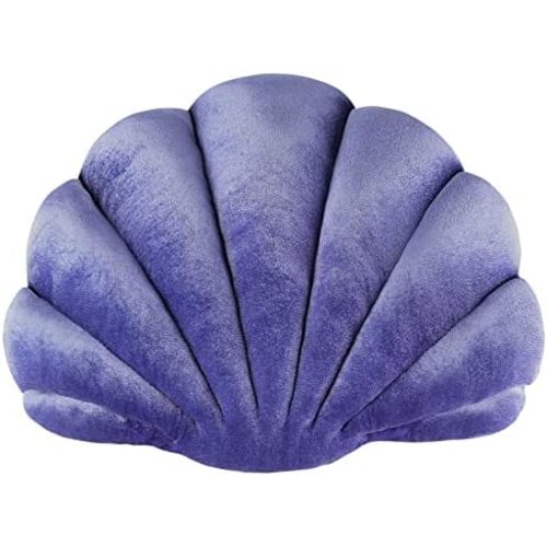Yi-gog Seashell Pillow Sea Shaped Decorative Princess Throw Pillow 3D Velvet Soft Ocean Cute Throw Pillows for Bed Couch Chair Sofa Room 18 X 13 inch