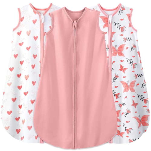 Yoofoss Baby Sleep Sack 0-6 Months Baby Wearable Blanket 100% Cotton 2-Way Zipper TOG 0.5 Toddler Sleeping Sack 3 Pack Lightweight Sleep Sacks for Babies