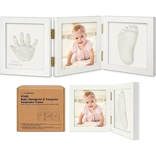 Baby Shower Gifts for Boys, Girls - Baby Hand and Footprint Kit, Newborn Handprint Kit, Keepsake Photo Frame, Nursery Picture Frame, Gender-Neutral Newborn Keepsake Gifts (Alpine White)