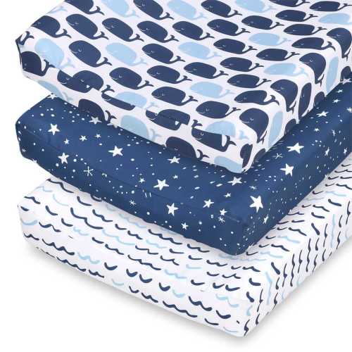 Nautical Whale Baby Girl or Boy Changing Pad Covers Set of 3