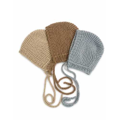 Hand Knitted Cotton Baby Bonnet | Neutral Pixie Hat, Newborn Coming Home Outfit