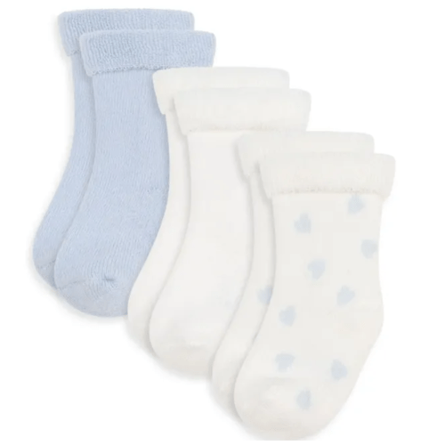 Set of 3 Pairs of Organic Cotton Terry Hearts Socks | White