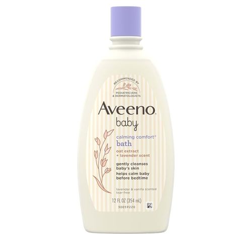 Aveeno Baby Nighttime Calming Comfort Bath, Body & Hair Wash with Relaxing Lavender & Vanilla Scents & Natural Oat Extract, Tear-Free Formula, Paraben-, Phthalate- & Soap-Free, 18 Fl. Oz