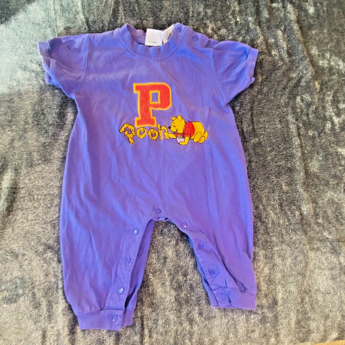 Vintage 90s Disney Store Winnie The Pooh Purple One piece 12 Month Embroidery