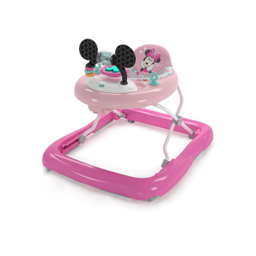 Bright Starts Disney Baby Minnie Mouse Forever Besties 2-in-1 Baby Activity Walker - Easy Fold Frame and Removable -Toy Station, 6 Months and up