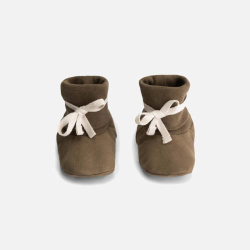 Baby Cotton Tie Booties - Woody – MamaOwl