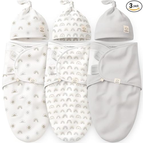 3pk Organic Swaddles for Newborns Girls, Boys & Hats (Shifts, 0-3M)
