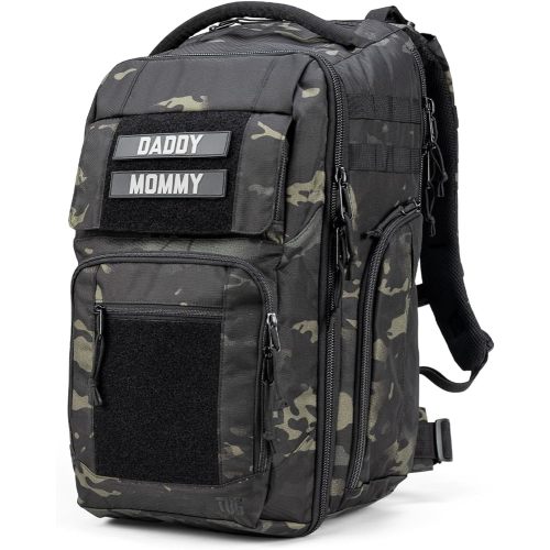 Tactical Baby Gear Everyday Tactical Diaper Bag Backpack for Dads – Includes Changing Mat, Stroller Straps, Built-In Wipes & Cooler Pouch (Multicam Black Everyday)