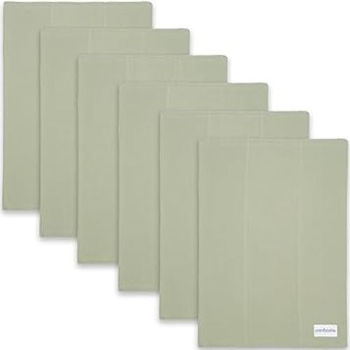 Comfy Cubs Baby Burp Cloths Set (Pack of 6) - Large, 6-Layer, Ultra Absorbent 100% Cotton for Infant Spit-Up, Drool, and Messes - Soft, Gentle, Thoughtful New Born Baby Gifts, Sage