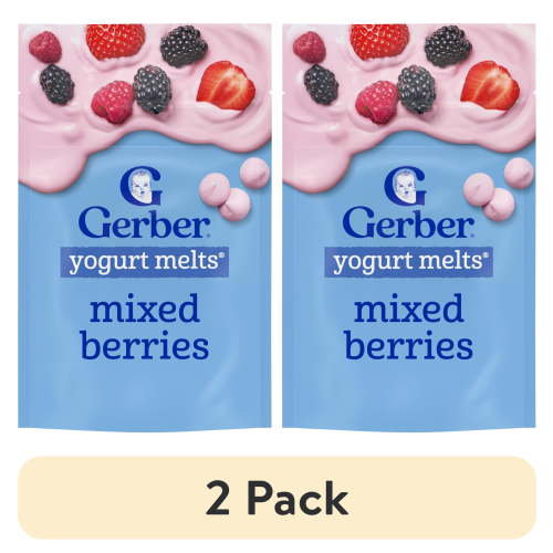 (2 pack) Gerber Stage 3 Baby Food Snacks, Mixed Berries Yogurt Melts, Baby Led Feeding 1 oz