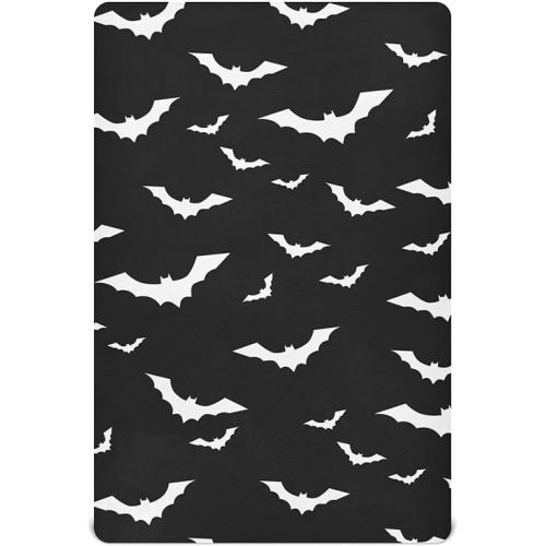 Halloween Bats Crib Sheets Soft Breathable Fitted Baby Crib Sheets Mattress Cover for Girl Boys, 52" x 28" x 9"