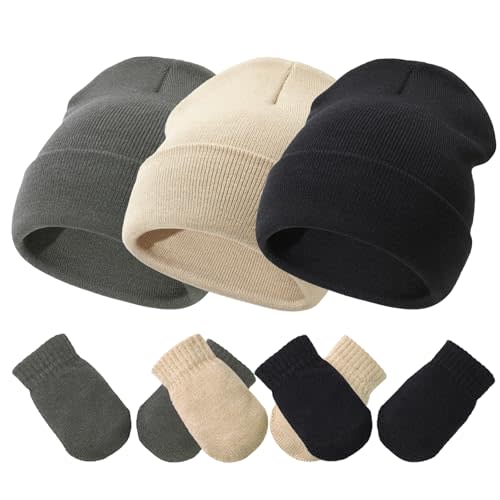 Baby Hats and Mittens Set Infant Toddler Beanie Cap Newborn Gloves for Baby