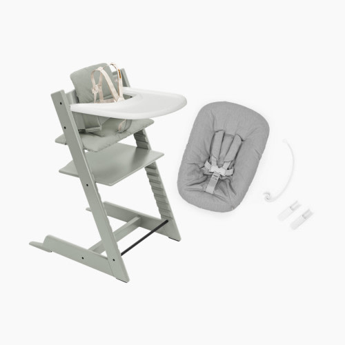 Stokke Tripp Trapp High Chair Complete² + Newborn Set - Glacier Green/Glacier Green/White Tray