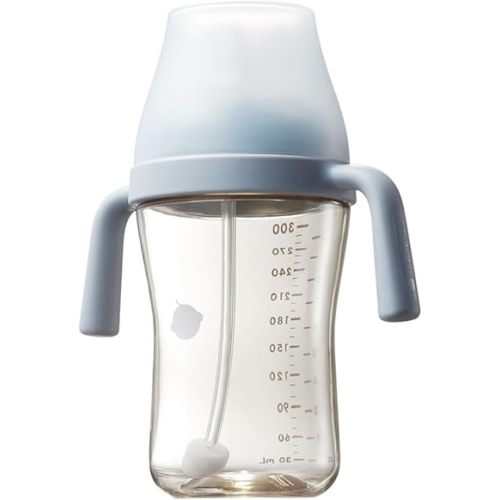 Bc babycare Sippy Cup Learner for 6+ Month Old with Nipples & Handles, Spill Proof Sippy Cup, Weighted Straw Toddler Cups, Anti-Choking Baby Cups 1 Pack,Blue