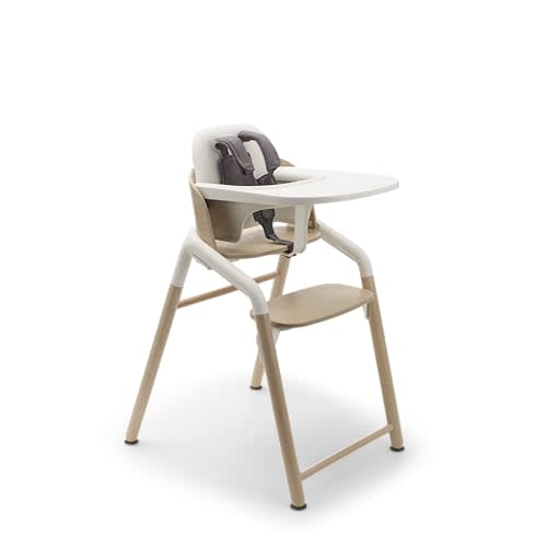 Bugaboo Giraffe Wooden Baby High Chair, Adjustable in 1 Second, Easy to Clean, Safe and Ergonomic Highchair, Suitable from Birth in Combination with Newborn Set (Sold Separately) (Neutral Wood/White)