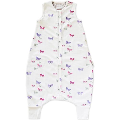 Woolino 4 Season Baby Sleeping Sack with feet, Merino Wool and Organic Cotton Walker Sleep Sack, Toddler Sleeping Bag, 18-36m, Butterfly