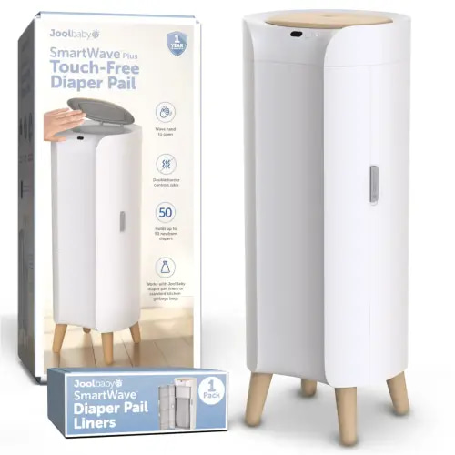 Jool Baby SmartWave Plus Diaper Pail & Refill – Motion Sensing Lid with Odor Lock – Compatible with Regular Trash Bags – Holds up to 50 Newborn Diapers - TikTok Shop