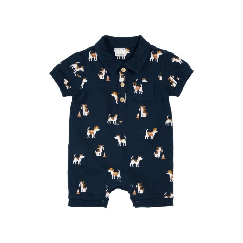 Pups At Work Organic Cotton Polo Romper, 12M
