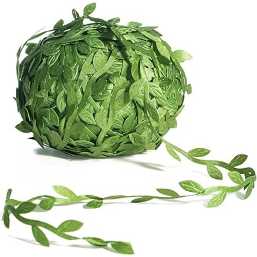 Naidiler 265 Ft Leaf Ribbon, Artificial Vines Leaves String Trim Ribbon Wild Jungle Botanical Greenery for Baby Shower Party Wedding Home Wreaths & DIY Craft