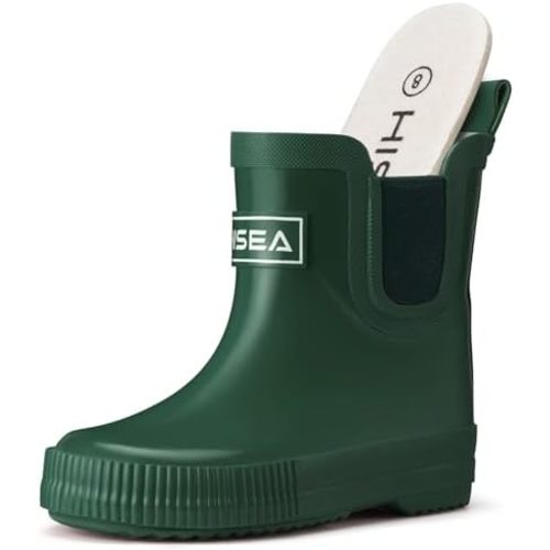 HISEA Kids Barefoot-Friendly Rain Boots, 100% Natural Rubber Waterproof Ankle Chelsea Boots with Soft Cotton Lining, Anti-Chafing Design for Toddlers Boys Girls
