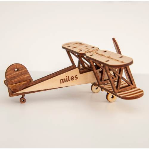 Personalised Wooden plane Toy: Beech Wood Keepsake Gift