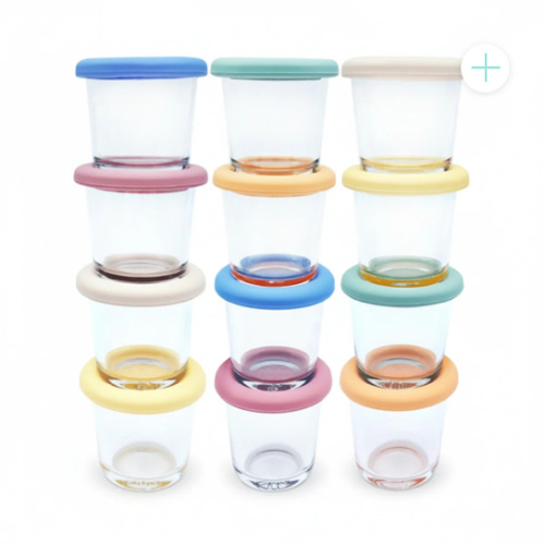 4oz Glass Baby Food Storage Jars | Set of 12 | Neutral Colors