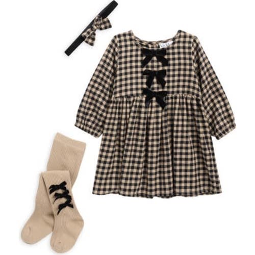 Plaid Dress, Socks & Headband Set