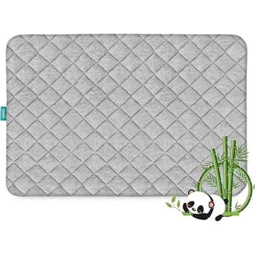 Waterproof Crib Mattress Protector Pad Cover, Crib Mattress Protector Sheets Fitted, Viscose Terry Surface, Ultra Soft and Skin-Friendly, Washer & Dryer Friendly, Grey