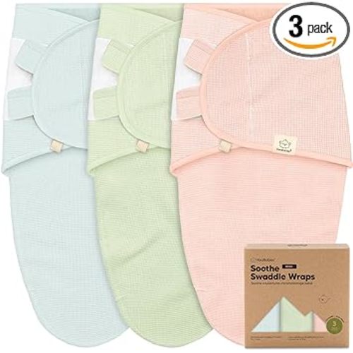 3-Pack Organic Swaddles for Newborns, Baby Sleep Sacks 0-3 Months - Baby Swaddle Wrap, Newborn Wearable Blanket, Infant Sleep Sack for Girls, Boys, Soft & Snug, Large Hook & Loop Closure (Mellow)