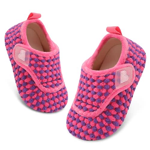 BARERUN Toddler Slippers Boys Girls House Shoes Warm Kids Slippers With Non-Slip Rubber Sole Fuzzy Cozy Walking Shoes Indoor/Outdoor