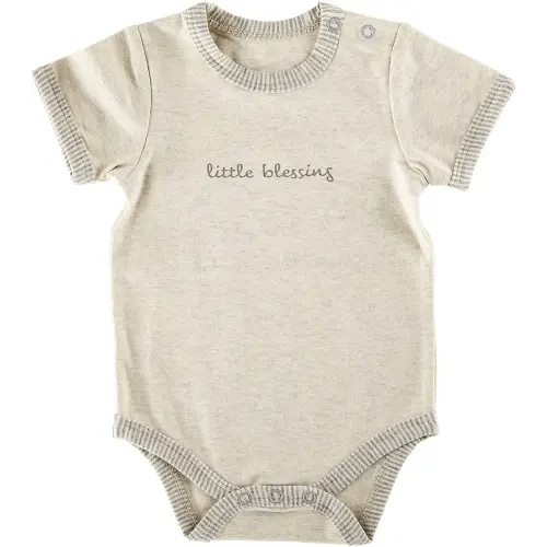 Stephan Baby Inspirational Heather Snapshirt-Style Diaper Cover, Little Blessing, Gray/Cream, 0-3 Months