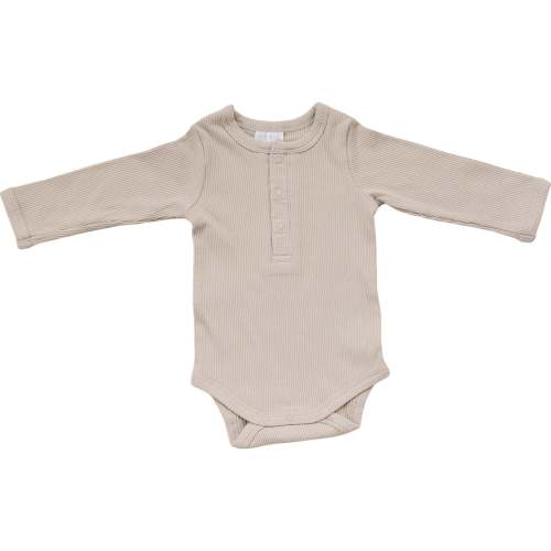 Oatmeal Organic Snap Long Sleeve Ribbed Bodysuit – Mebie Baby