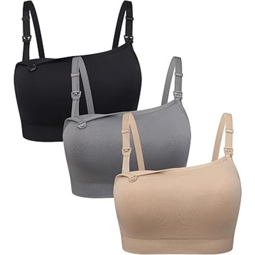 Suekaphin Square Neck Nursing Bra for Pregnancy Women Maternity Pull-On Breastfeeding Bra Fixed Cups