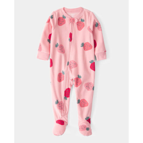 Baby 1-Piece Strawberry Fleece Footie Pajamas - Pink - Carter's | Carter's