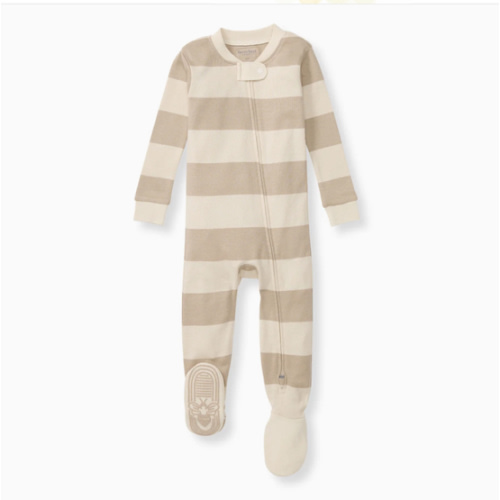 Mommy & Me Rugby Stripe Organic Cotton Sleeper - Oat – Burt's Bees Baby