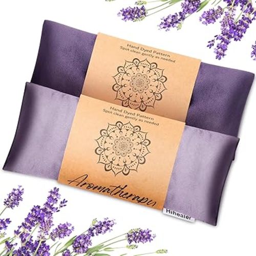 Weighted Eye Mask for Sleep, Yoga, Meditation, Lavender Eye Pillow Heated for Headache, Sinus, Dry Eyes Relief, Moist Heat Mask Purple Relaxation Gifts for Women (Purple&Lilac)