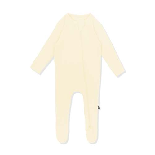 Ribbed Zipper Footie in Chamomile